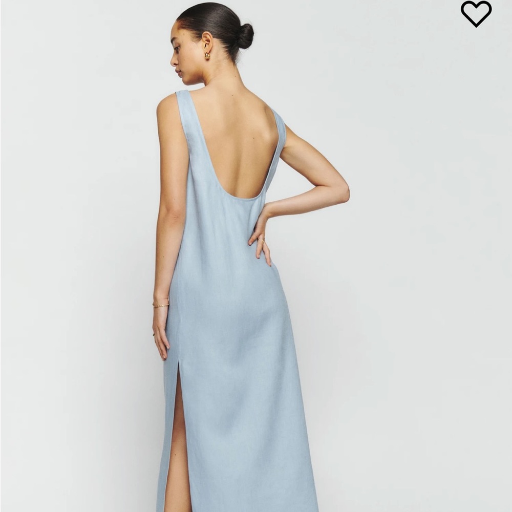 Marcie Linen Dress in Mineral Blue